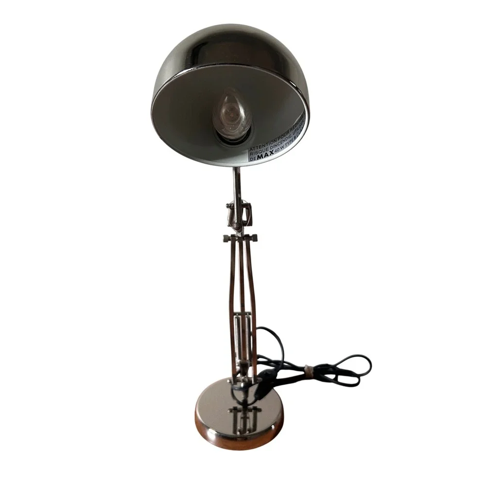 Ikea Forsa Chrome Swing Arm Architect Desk Lamp Wood Base Mid Century Task Light